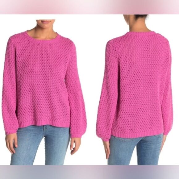 14th & Union - Popcorn Knit pink Phlox Sweater size M - Picture 1 of 6